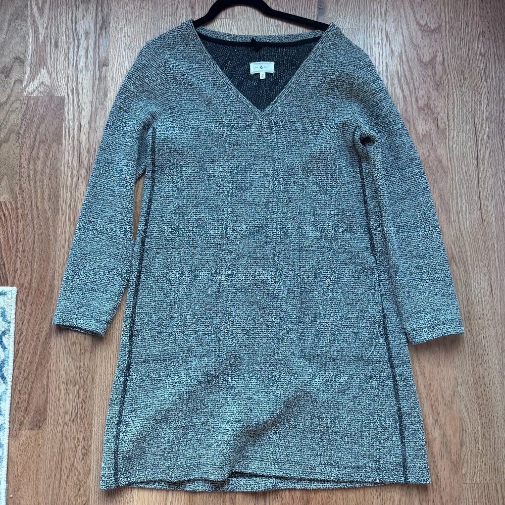 Lou & Grey LOFT Sheath Tweed Dress V-Neck Long Sleeve Pockets Size Medium